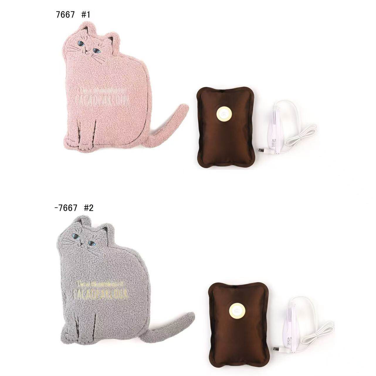 kusuguru冬季新品热水袋小猫公仔摇粒绒柔软可爱猫咪图案7667