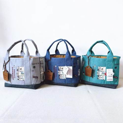 日本kusuguru刺绣眼镜猫手提托特包手拎饭盒带饭包逛街购物7010