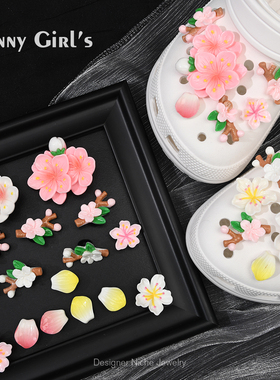 洞洞鞋配饰立体桃花朵鞋花