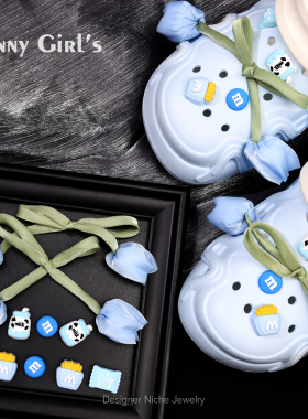 洞洞鞋配饰郁金香蓝色花骨朵高级感鞋花ins潮鞋花可拆卸适配CROCS