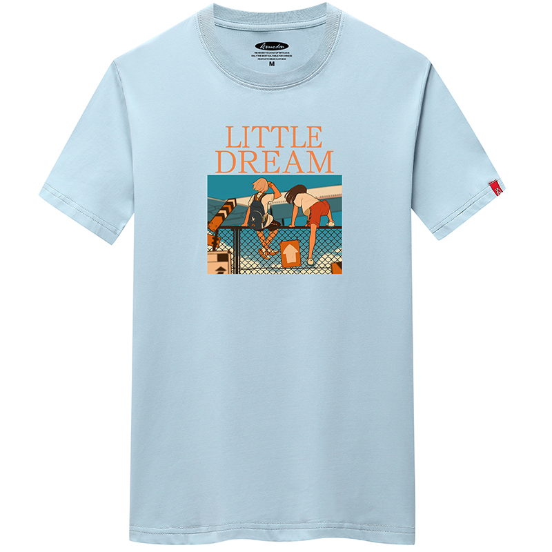 白底夏季男士海灘印花短袖恤港風藍色潮牌上衣