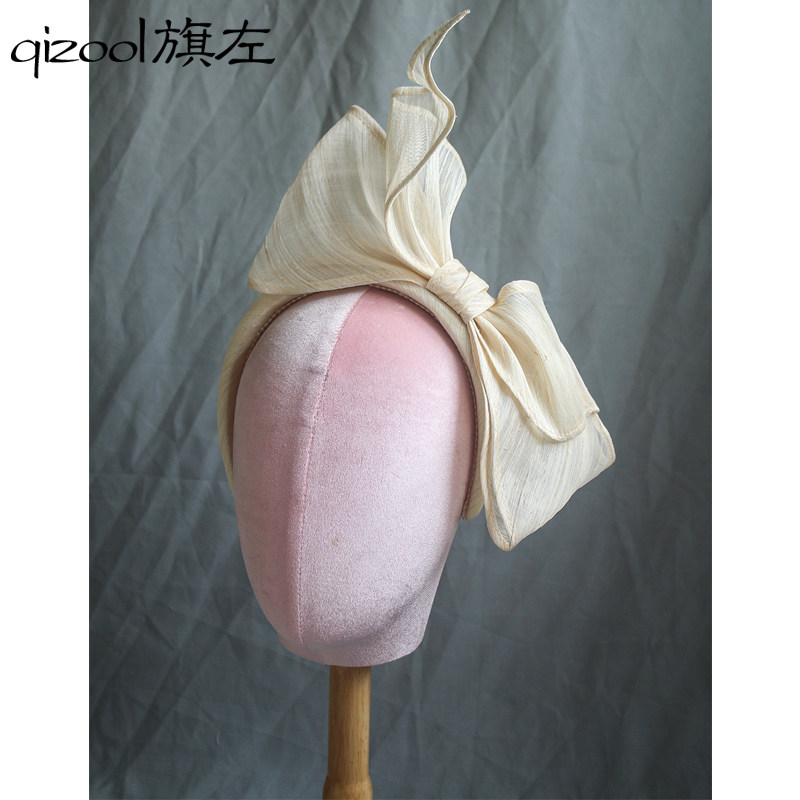 英国头饰蝴蝶结丝麻发箍乳白色