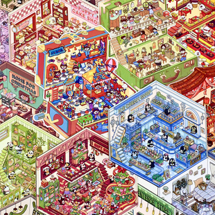 森游1.0-4.0组合套装造景贴纸立体小屋DIY收纳解压消磨时间贴纸