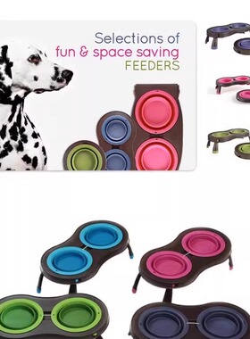 美国DEXAS折叠碗宠物猫狗餐桌食盆双碗架子水饭碗保护颈椎易清洗