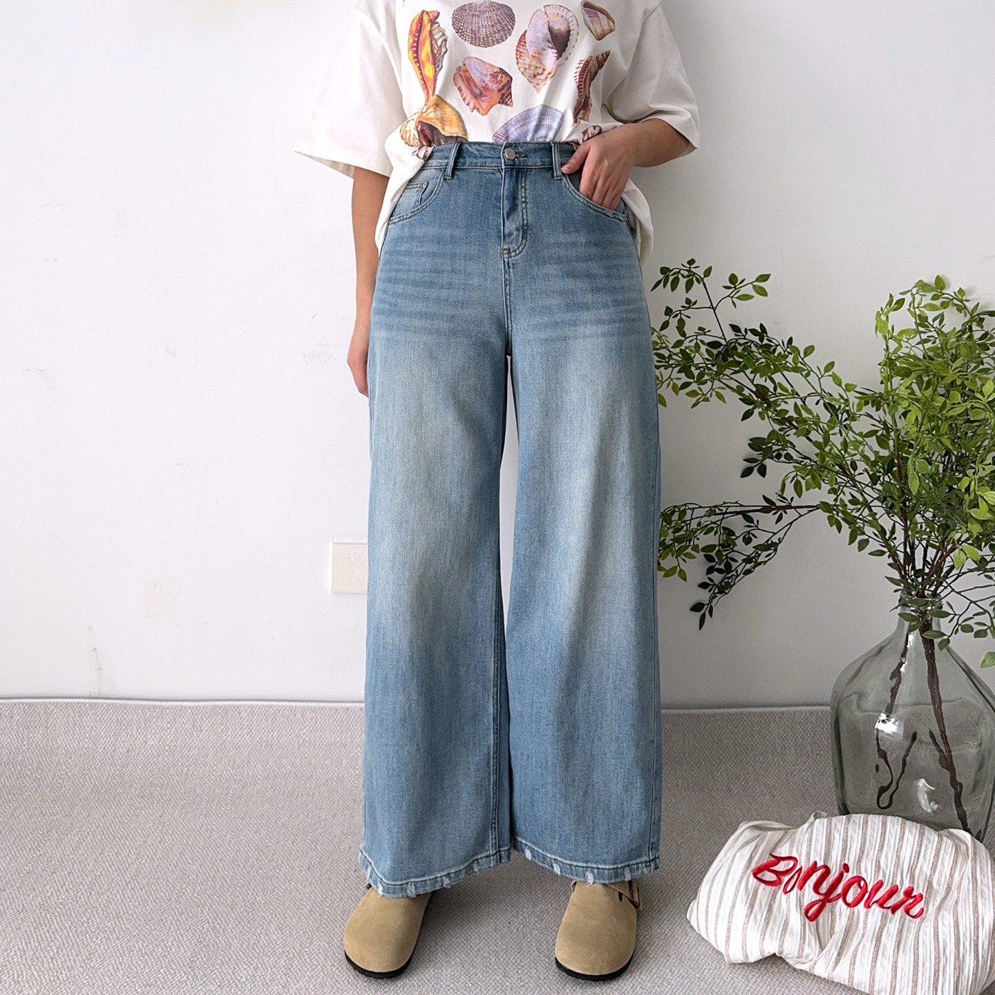 大码女装高个子直筒牛仔裤女春季新款阔腿裤显瘦拖地长裤胖mm裤子