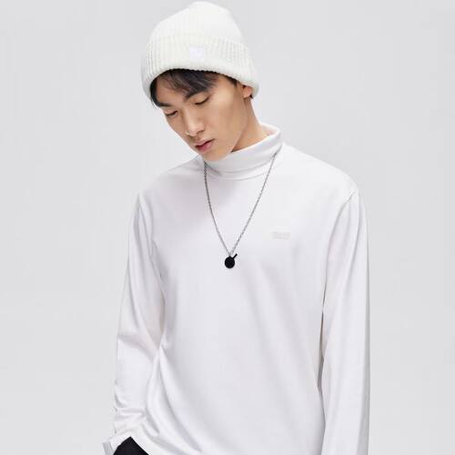 商场撤柜男秋冬新款打底衫白色高领莫代尔棉柔软舒适亲肤长袖T恤