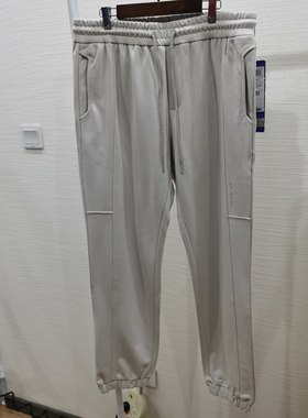 商场撤柜男士秋冬新款休闲卫裤米色简约松紧抽绳腰头好穿方便裤子