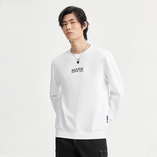商场同款撤柜马克男士春季新款卫衣白色圆领简约小清新时尚套头衫