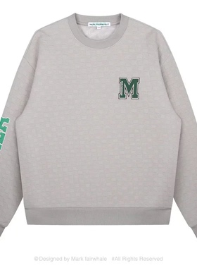 商场撤柜男士秋冬加绒加厚卫衣灰色提花圆领时尚有质感保暖套头衫