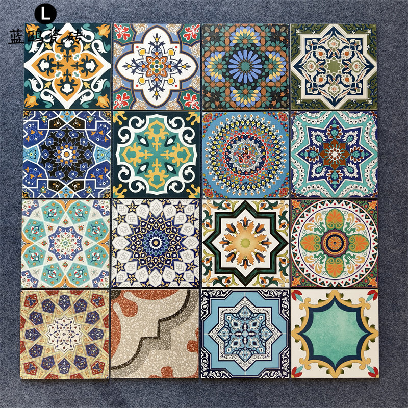 东南亚民族风花砖300x300卫生间厨房阳台墙地砖防滑耐磨复古瓷砖