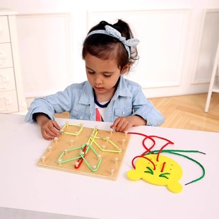 蒙氏皮筋木钉板穿绳穿线板手指精细动作手眼协调儿童益智早教玩具