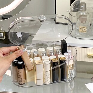速发压克力口明收纳盒桌面带盖子防架化妆台化妆品置物架高级感透
