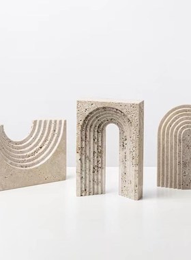 速发创意抽象几何体大理石摆件样板间书房石头装饰民宿拱门艺术摆