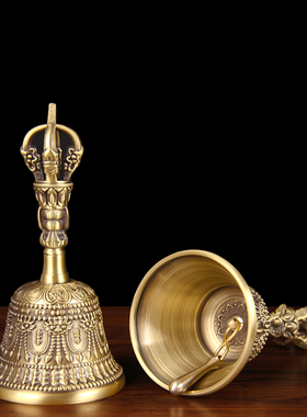 速发黄铜大号铜摇铃铛纯黄手铃铛金刚铛道家三清铃铃铜手摇铃摆件