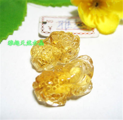 天然黄水晶雕刻吊坠-捡漏