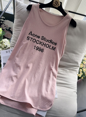 元熙A6049字母棉麻背心女欧货夏新款圆领宽松显瘦遮屁无袖上衣潮