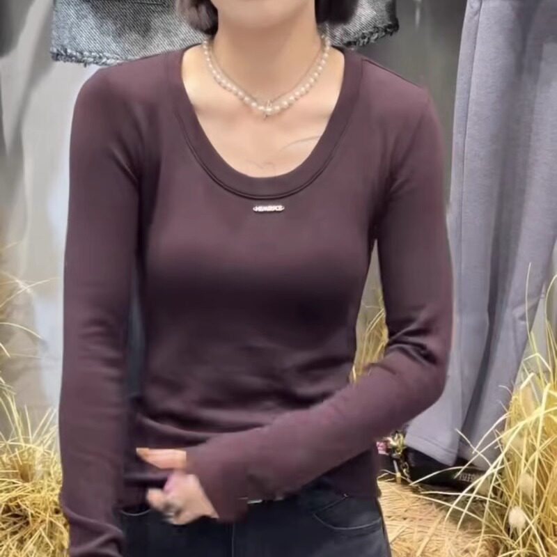 元熙A8043纯欲低领冬新款加绒加厚金属标长袖打底衫女修身弹力T恤,女装/女士精品,T恤,淘宝优惠券,粉丝福利购,淘宝优惠卷