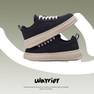 低帮时尚 学院舒适休闲皮面鞋 男鞋 ins街头潮鞋 子 新款 回力厚底板鞋