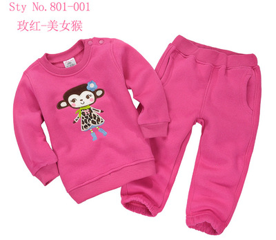 春秋加厚纯棉抓绒卫衣婴儿童装