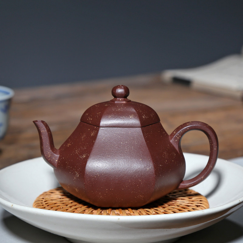 宜兴紫砂壶纯手工壶泡茶壶方器名家陈江220CC底槽青六方梨型壶