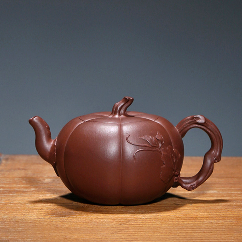 宜兴紫砂壶茶具名门之后冯辉纯手工壶收藏原矿底槽青230CC南瓜壶