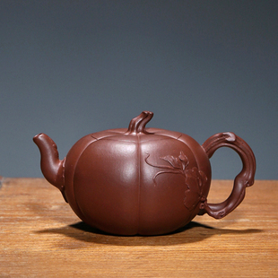 宜兴紫砂壶茶具名门之后冯辉纯手工壶收藏原矿底槽青230CC南瓜壶
