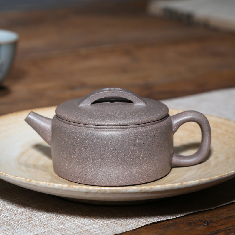 稀有白麻子泥名家精制汉瓦紫砂壶