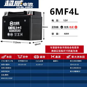 适用本田MSX125 Grom 125 125SF 125F小猴子摩托车电瓶12V蓄电池