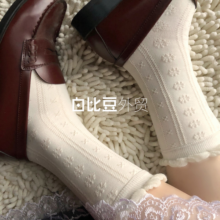 洛丽塔jk制服软妹泡泡口花边短袜