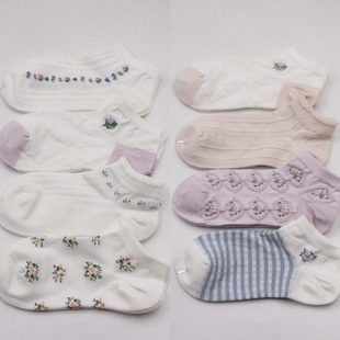 无骨舒适夏季 女士短筒袜棉袜透气可爱日系洛丽塔学生清新短袜 薄款