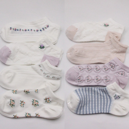 日系薄款透气夏季女士无骨短筒袜