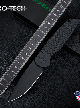 美国进口PROTECH超技术全黑战术版TR-3户外不锈钢防身便携折叠刀