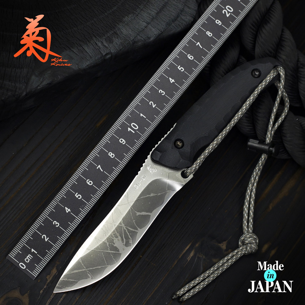 日本进口松田菊男手工刀KM-480户外粉未钢高硬度战术生存直刀收藏