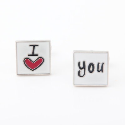 法式方形结婚婚庆新郎袖扣袖口袖钉 cufflinks I Love You