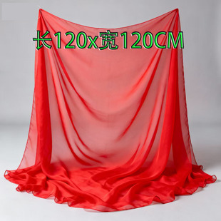 中国大红色1米2x1米2正四方形薄纱巾舞台表演跳舞演出围巾丝巾
