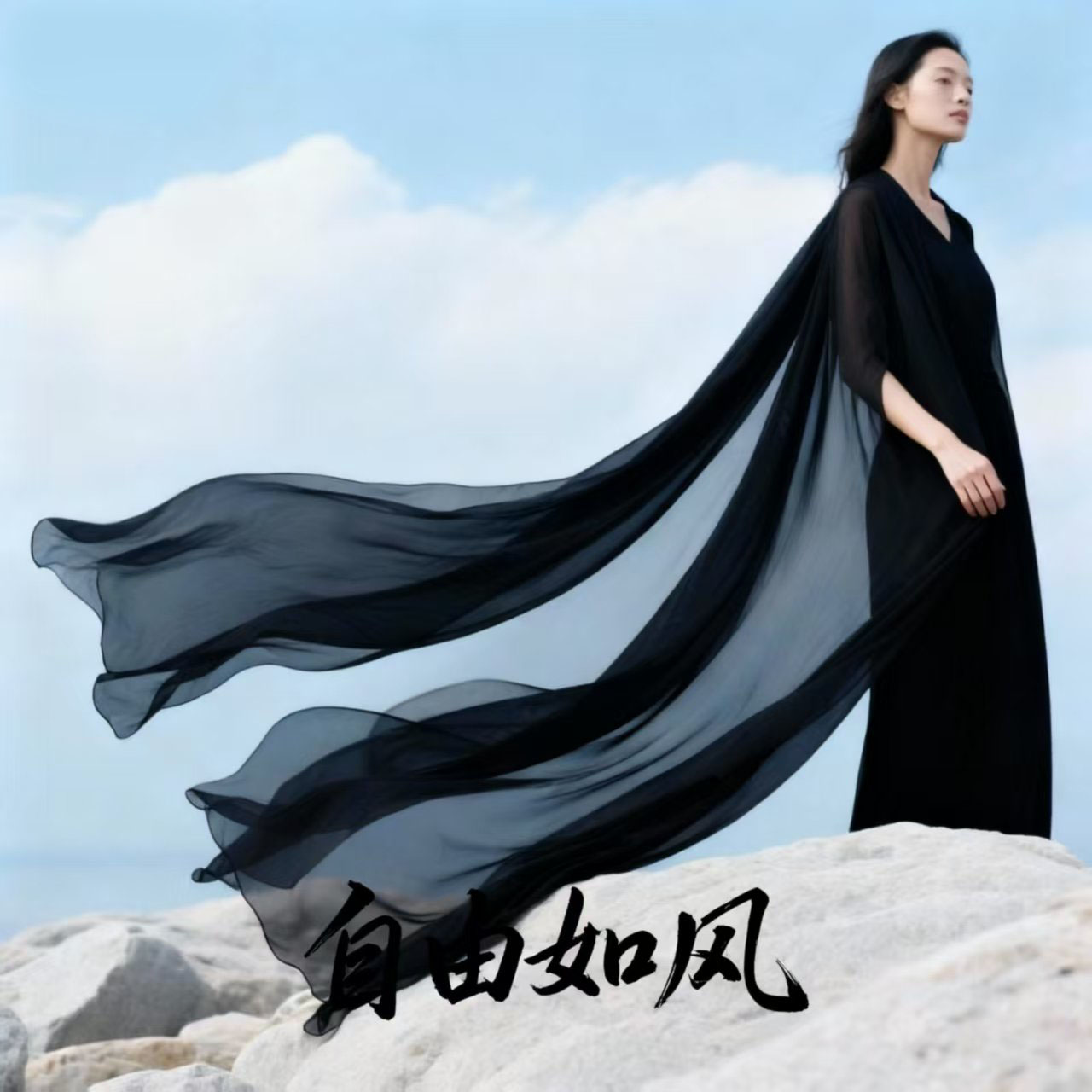 2025春秋黑色丝巾女3米超大薄围巾大红长款纱巾海边 沙滩防晒披肩