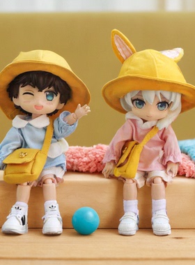 ob11娃衣 幼稚园四件套衣服裤子+帽+包包12分bjd娃娃 gsc茉莉套装