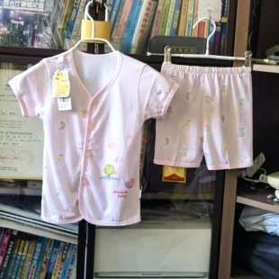 清仓心适贝贝夏天纯棉短袖套装百分百全棉儿童前开套装儿童睡衣