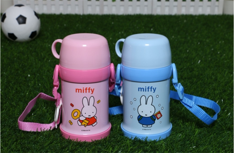 米菲保温杯3208 450ml 小孩保温水壶 带柄配杯套宝宝保温水壶