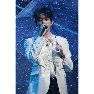 周柯宇明星同款男士白色手工花珍珠纽扣长袖气质宴会西服外套潮牌