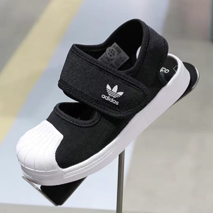 adidas阿迪达斯三叶草大童superstar贝壳头轻便凉鞋FX4932