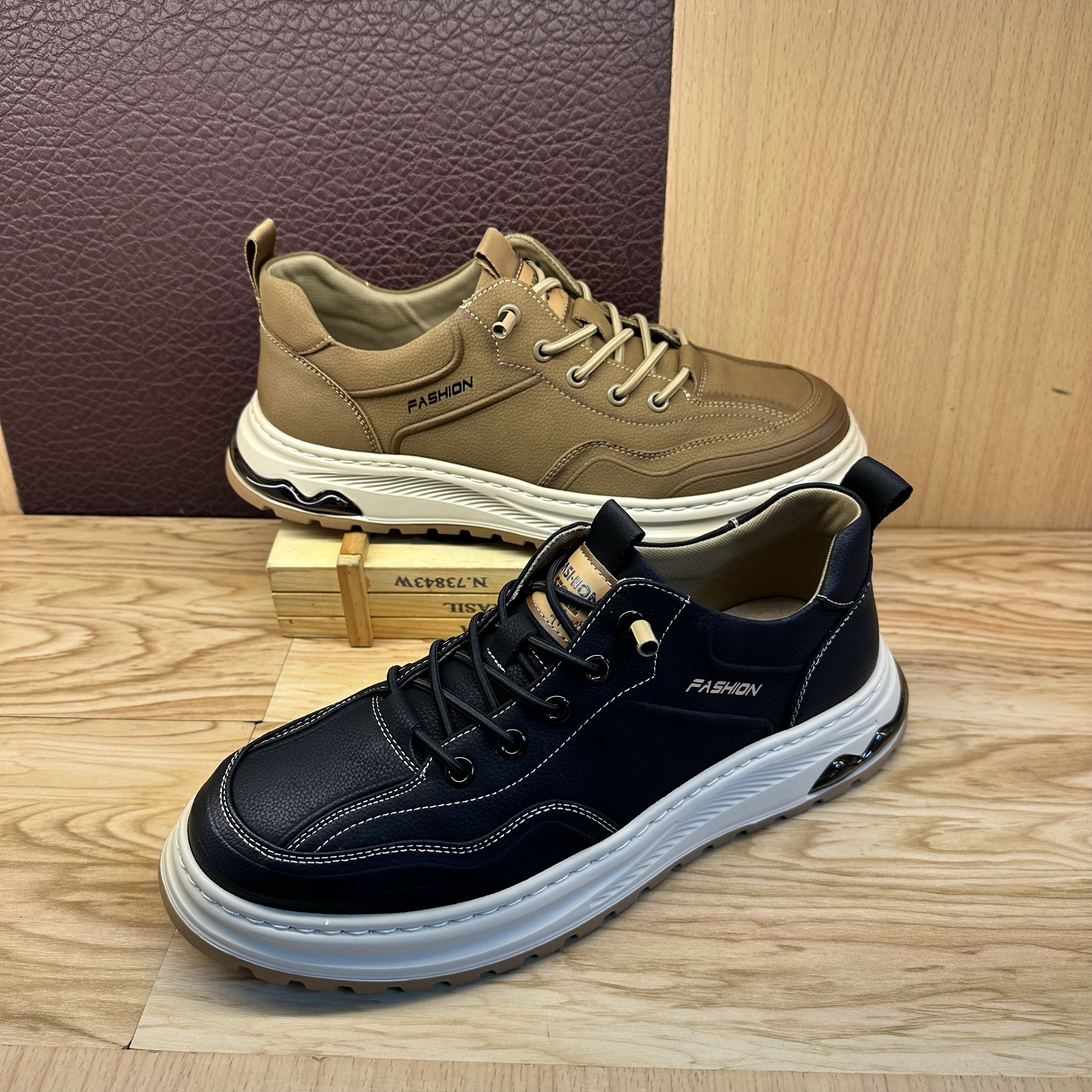 欧洲站男鞋头层牛皮休闲鞋秋季新款超轻厚底运动潮流板鞋真皮单鞋