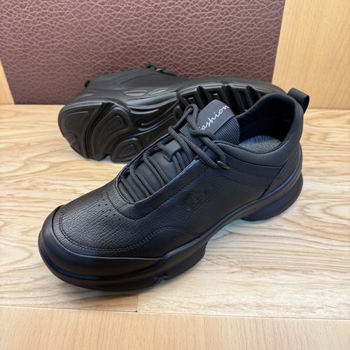 外贸头层牛皮厚底轻盈减震运动休闲鞋男真皮商场同款巨舒适徒步鞋