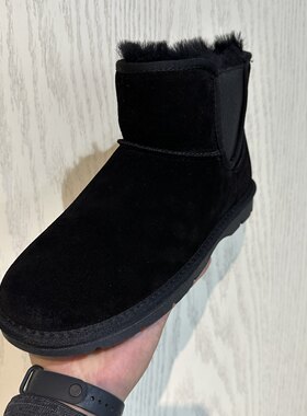 头层牛反绒羊皮毛一体雪地靴女2022冬新款棉鞋加绒厚底切尔西短靴