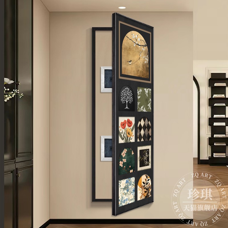 宋代美学超大尺寸电表箱装饰画钟表玄关配电箱电闸箱开关盒遮挡画