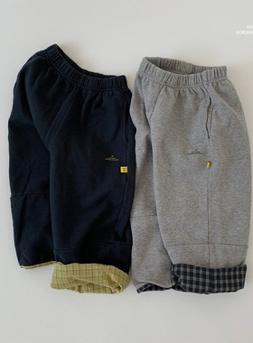 现货GOU韩国童装25秋季幼儿男女童纯棉卫裤时髦卷边运动休闲长裤