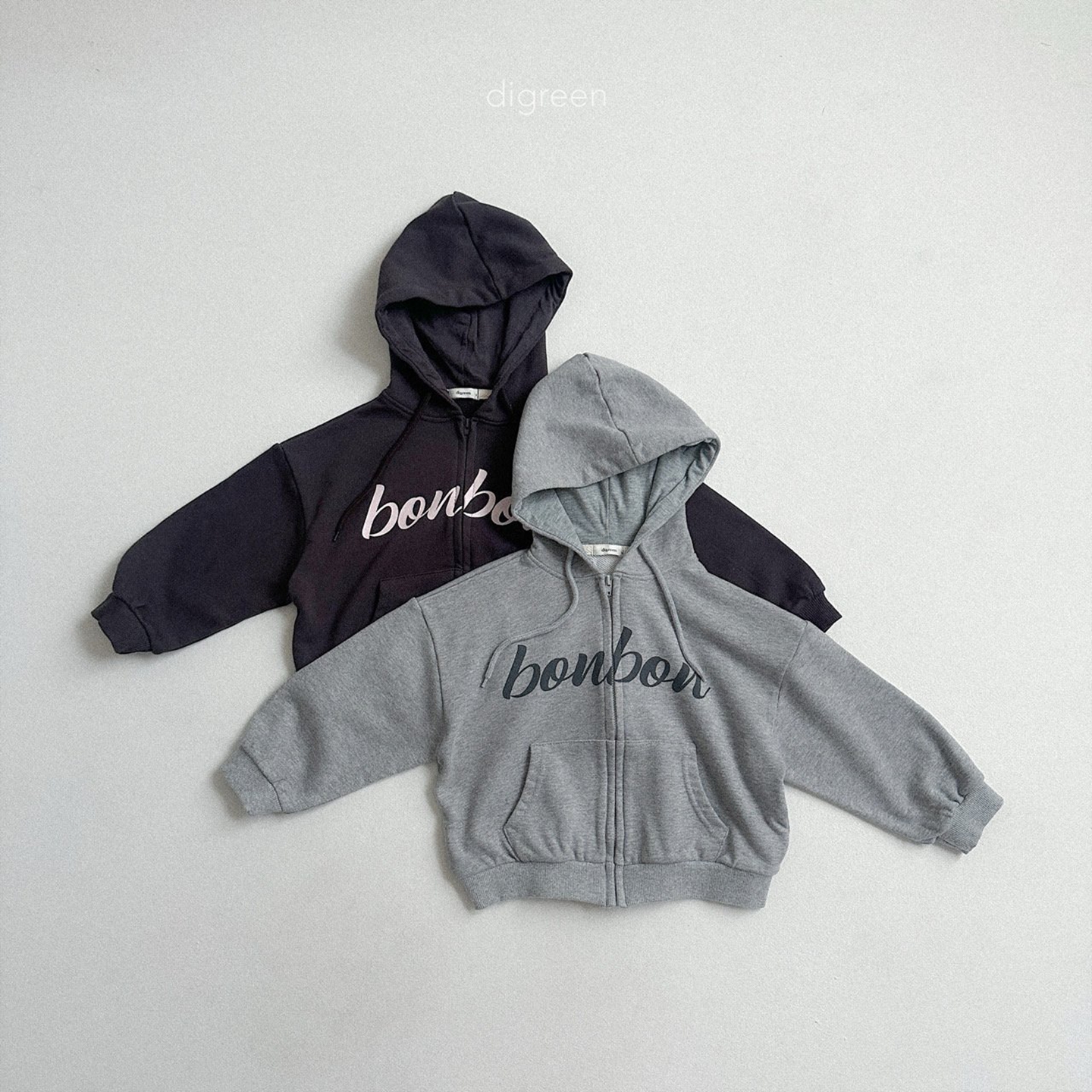 现货Digreen韩国童装秋季儿童连帽衫男女童休闲中性字母卫衣外套