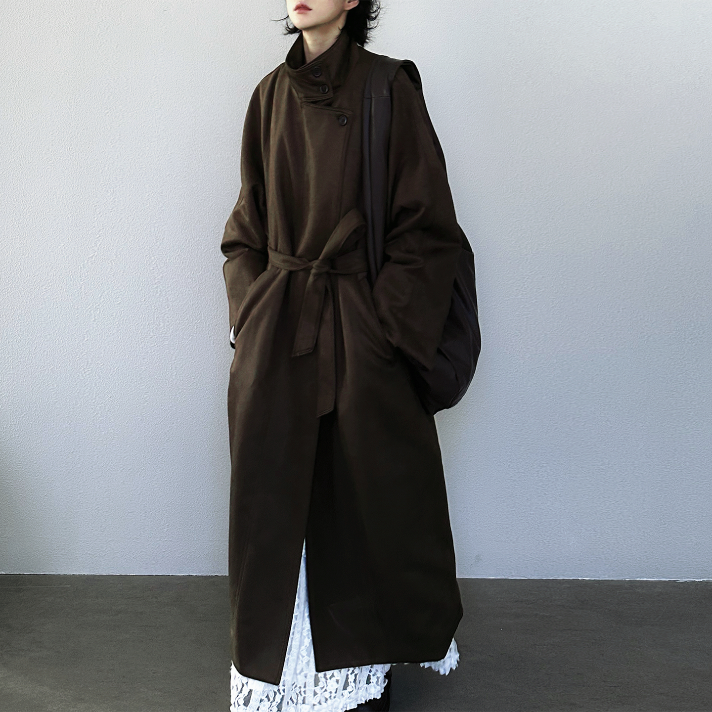 立领毛呢外套女中长款羊绒大衣