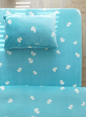 CASTLE GARDEN高密重磅婴儿绒床品单件被套/床笠/枕套 湖蓝蝴蝶