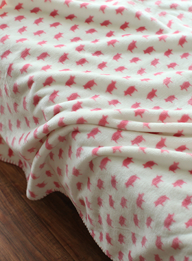 Castle Garden高端水貂绒宽幅印花毛毯床盖 粉红猪